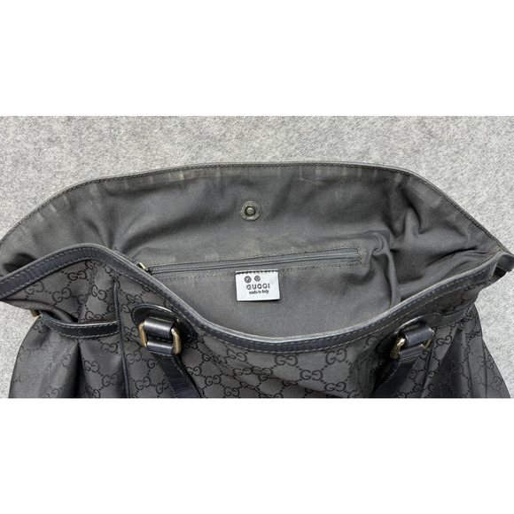 Gucci Tote Bag Womens Large Black GG Leather Monogram Italy Shoulder Handbag - Picture 16 of 16